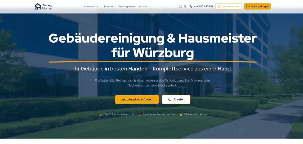 Statische Vorschau der Website von Strong Home Service